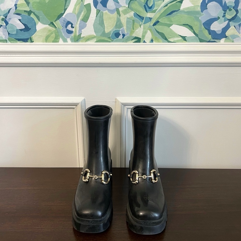 GUCCI horsebit rubber ankle boots